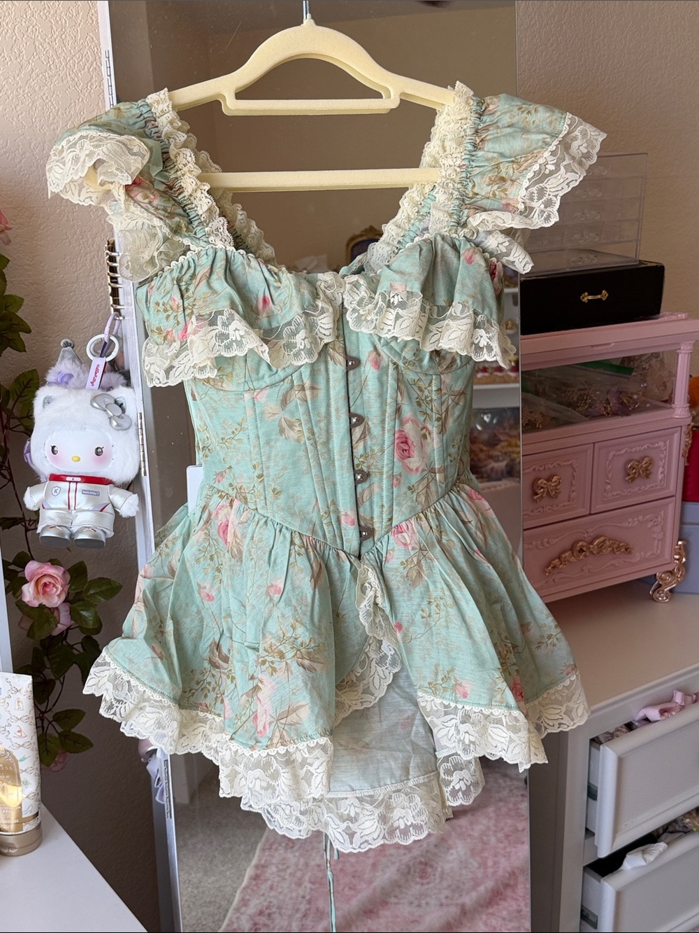 Selkie Floral Lace Ruffled Corset Dress - Mini - Picture 4 of 7